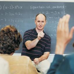 A teacher in front of a class